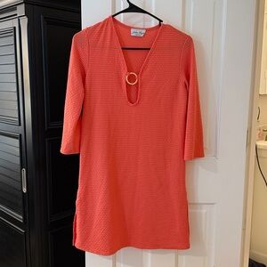 Coral Textured cover up with Gold Ring Detail